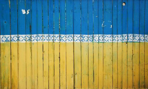 Gul blått staket