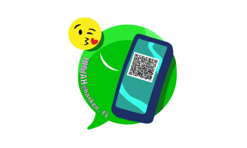 MMWAH logo i grön, med e-post och QR-kod