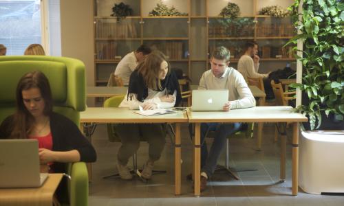 Students in Hanken reading room