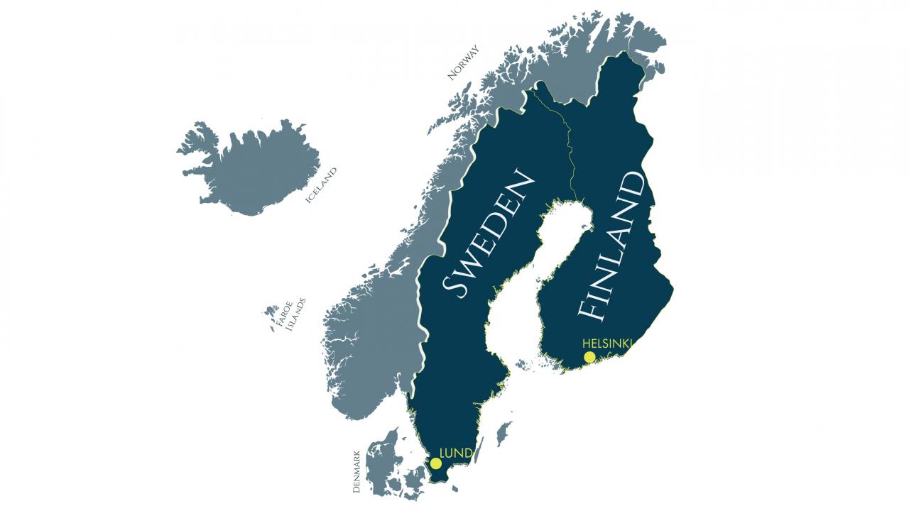 Map showing nordic countries