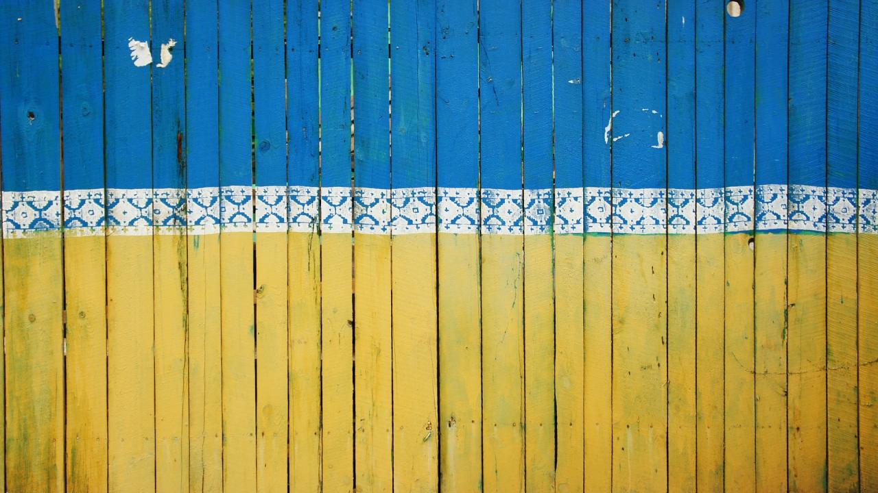 Gul blått staket