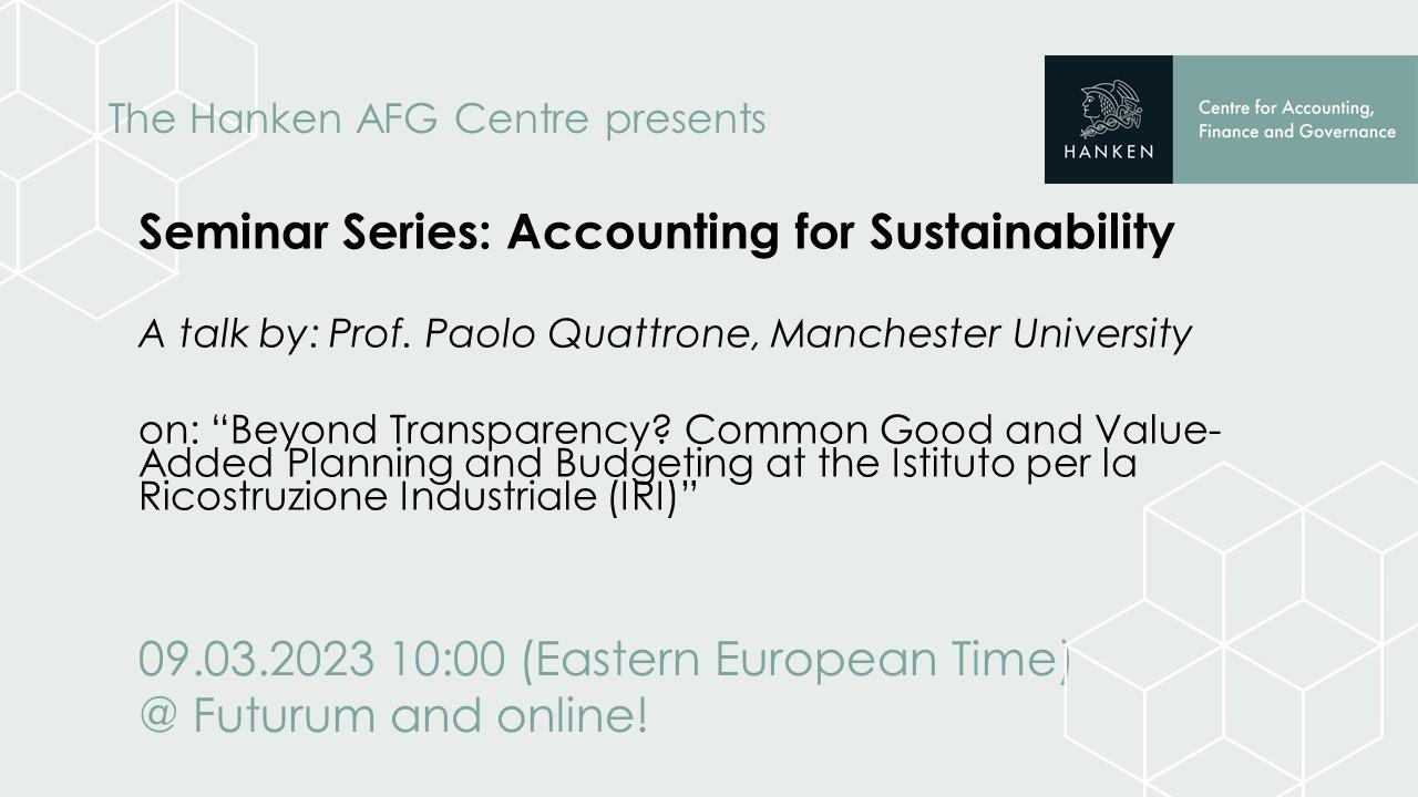 “Beyond Transparency? Common Good and Value-Added Planning and Budgeting at the Istituto per la Ricostruzione Industriale (IRI)”