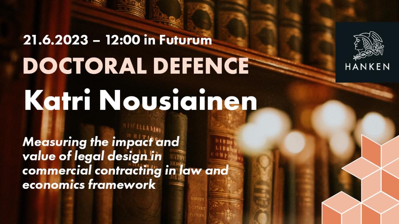 Doctoral defence banner with law books