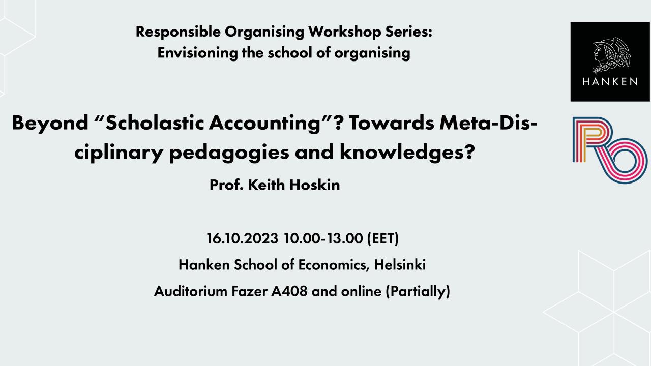 Beyond scholastic accounting? towards Meta-discipilinary pedagogies and knowledge?