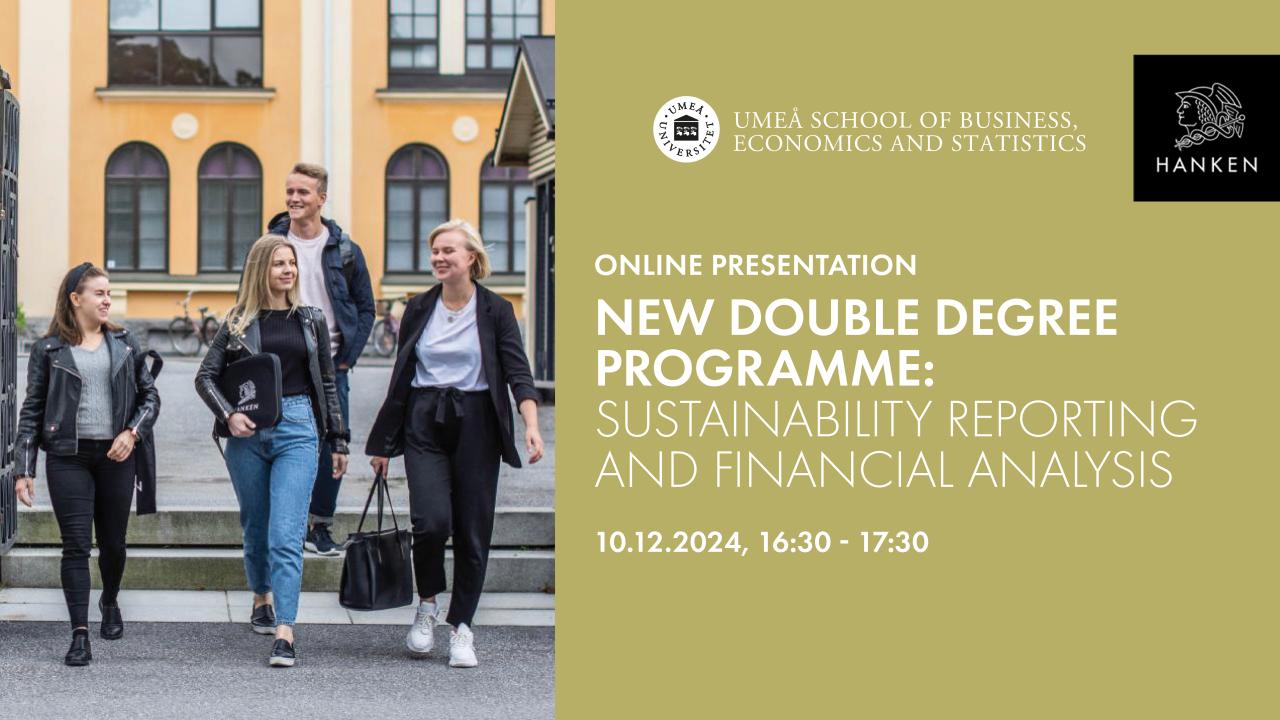 New double degree programme: Sustainability reporting and financial analysis, 10.12.2024, 16.30-17.30