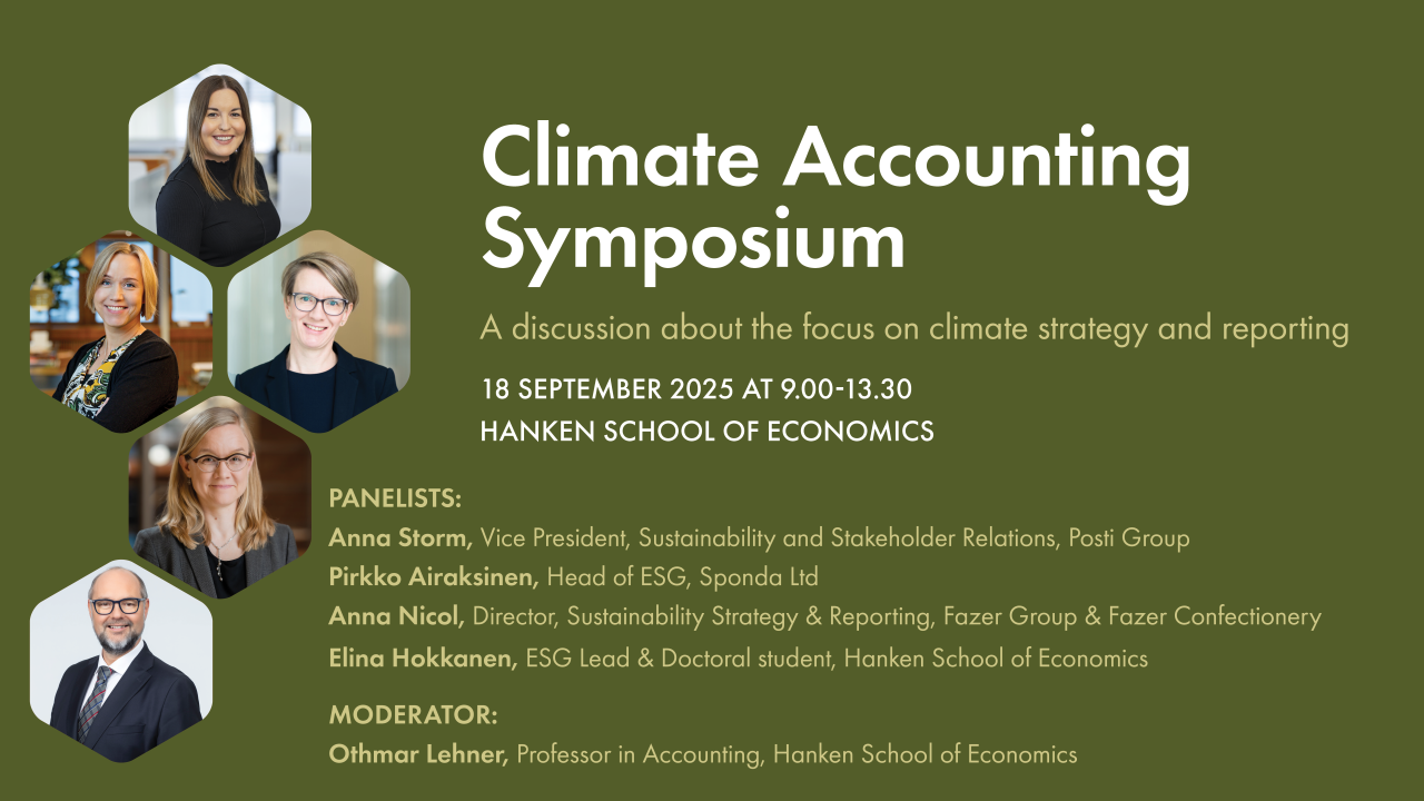 Banner with time and place of the event and picture of panelists