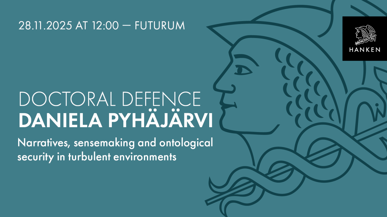 Blue background with Hanken logo