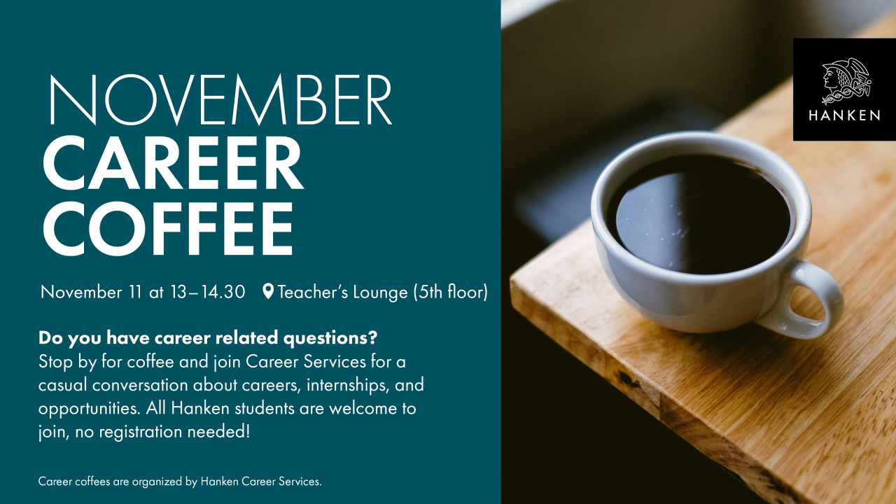 November Career Coffee 11.11 at 13-14.30