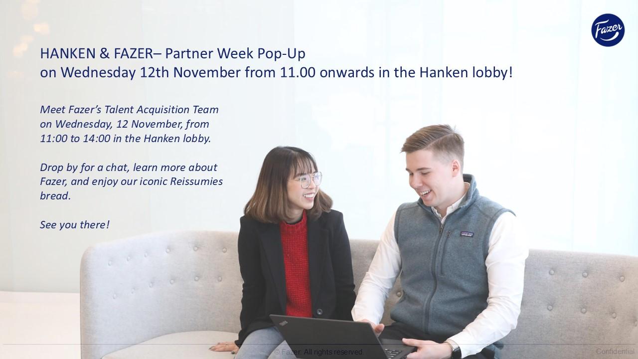 Fazer pop-up den 12 november kl 11-14 i foajén!