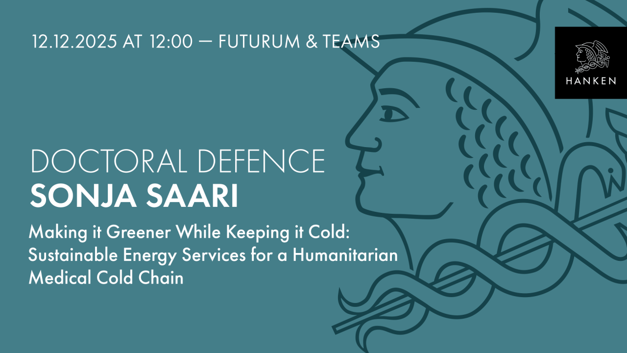 Blue background with Hanken logo