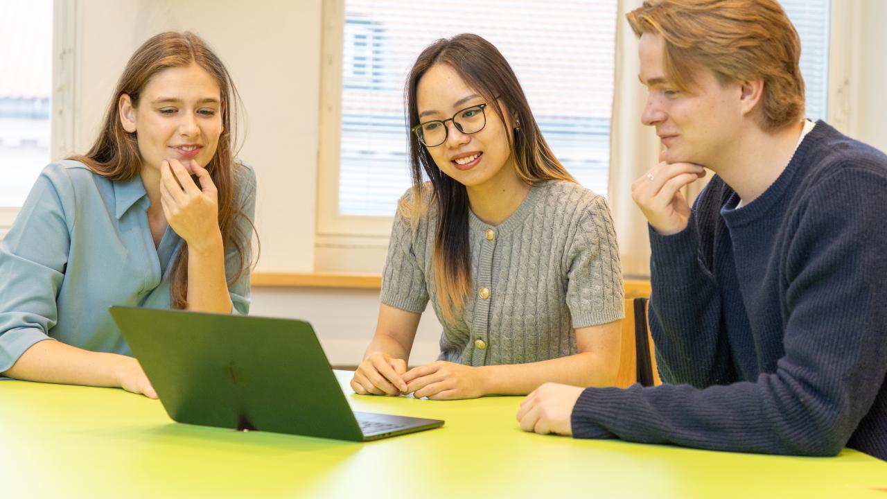 Three students studying together