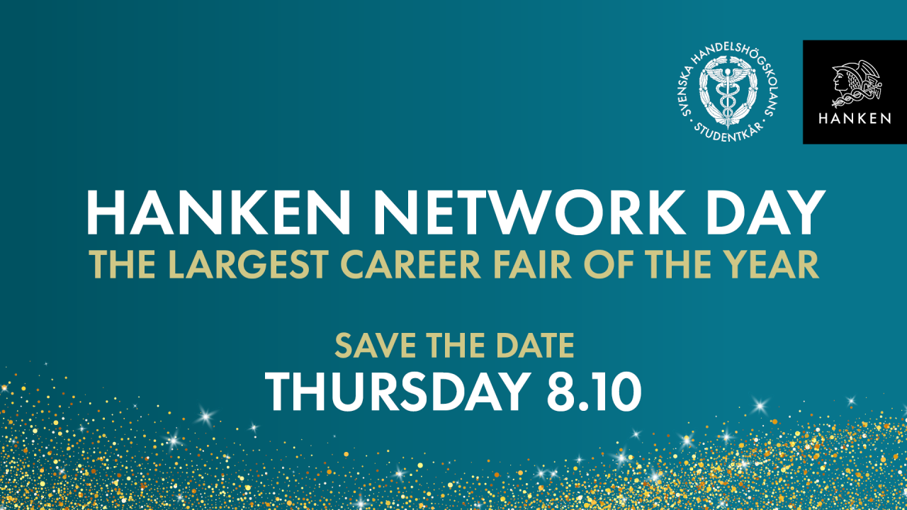 Hanken network day guld glittrig banner