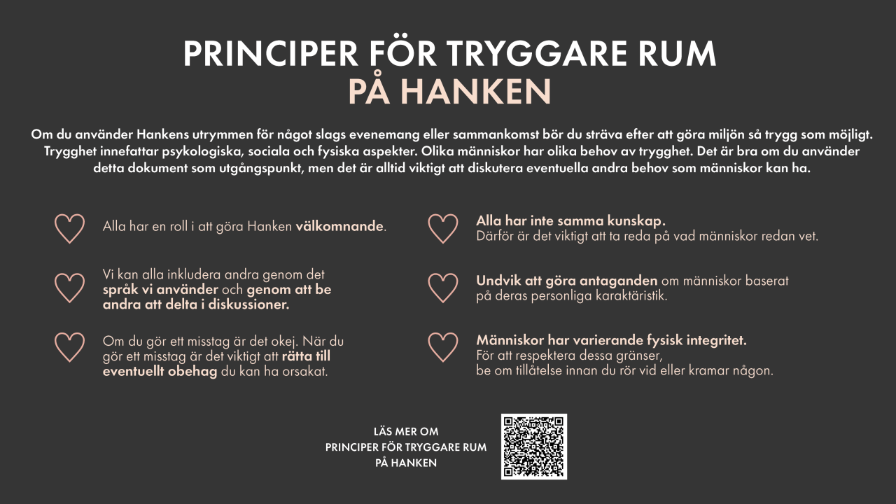 Principer för tryggare rum på Hanken
