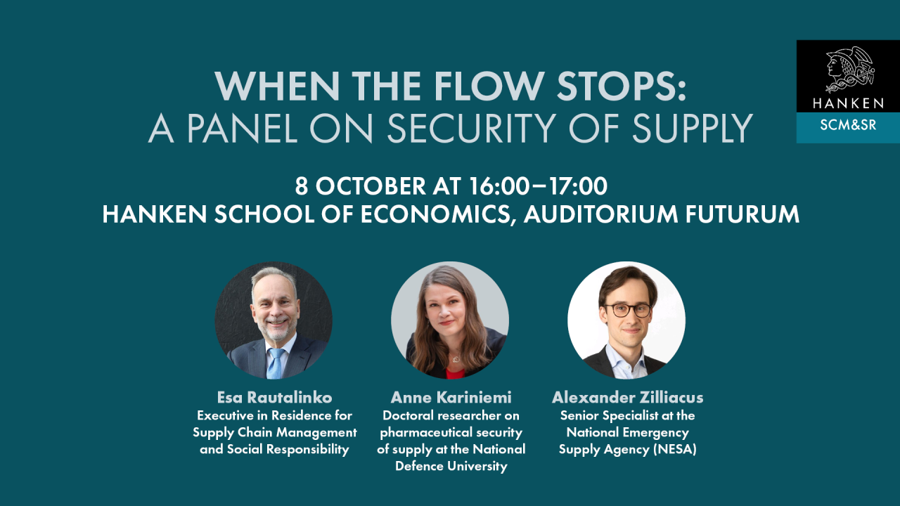 SCM & SR: When the Flow Stops - A Panel on Security of Supply 8.10
