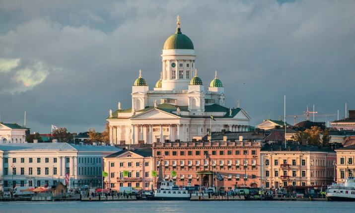 A picture of Helsinki city and the Helsinki Cathedral