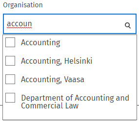 Accounting example search filter