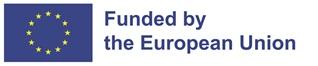 Blue logo with text "Funded by the European Union"