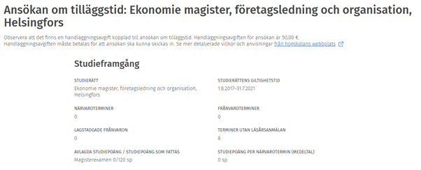 Studieframgång i ansökan om tilläggstid