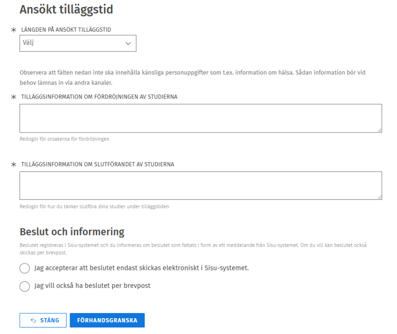 Information om tilläggstiden