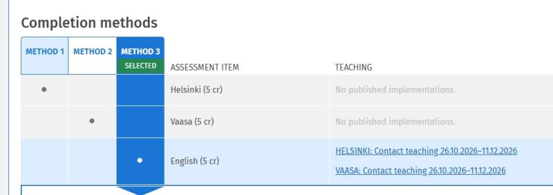 choose completion method, english