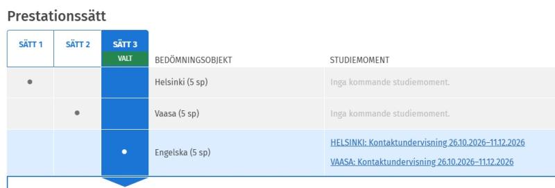 Prestationssätt engelska