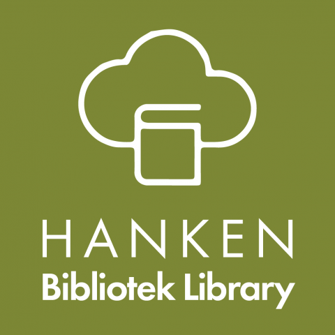Bibliotekets logo - en bok i ett moln