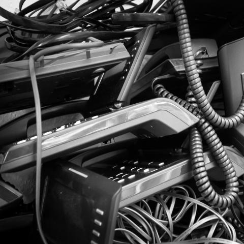 Old phones in pile