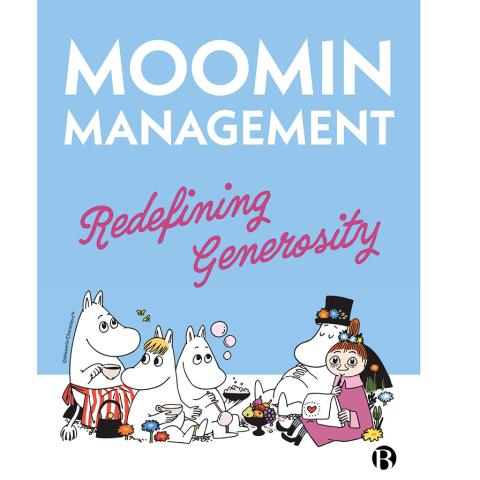 OMslaget av boken Moomin Magagement med olika figurer från Mumindalen.